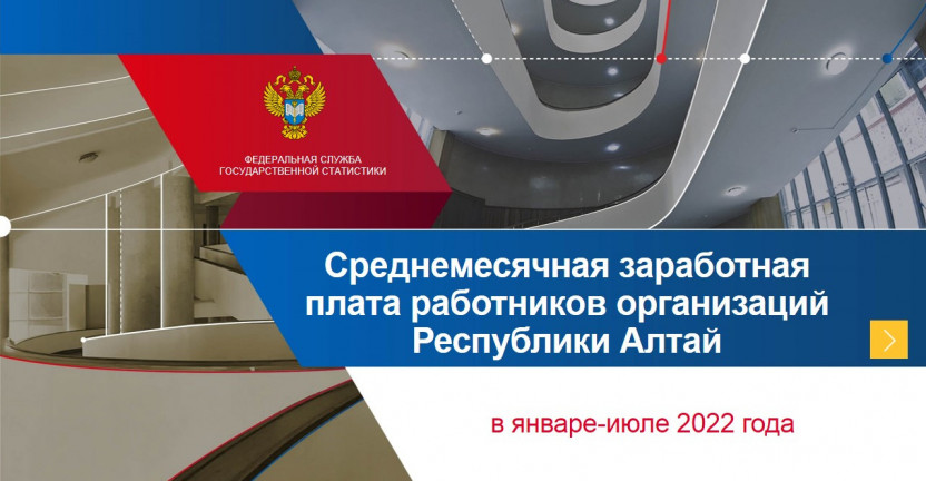 Среднемесячная заработная плата работников организаций Республики Алтай в январе-июле 2022 года